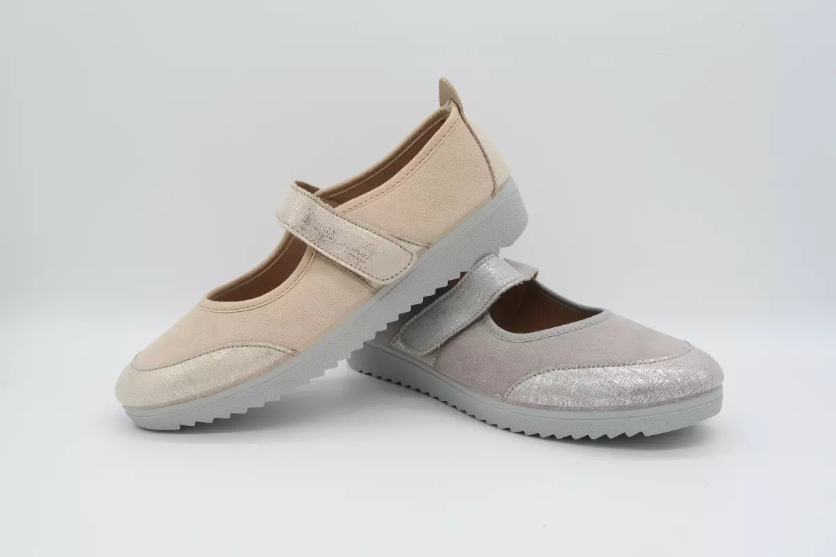 Zapatilla con velcro tipo merceditas | 29 gris beige Biorelax